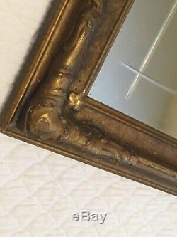Antique / Vintage Gold Gilt Wall Mirror Etched Glass Wood Frame