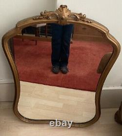 Antique Vintage Heavy Wood Frame Gold Painted Wall Hung Mirror 90x66cm London W6