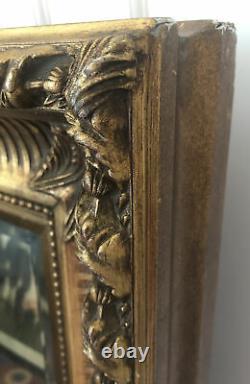 Antique Wall Mirror Large Heavy Gold Gilt Framed Wall Mirror
