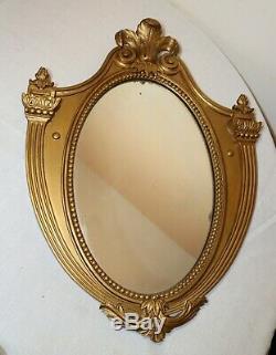 Antique carved 1800's Neoclassical gold gilded gilt wood wall frame mirror