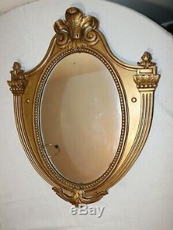 Antique carved 1800's Neoclassical gold gilded gilt wood wall frame mirror