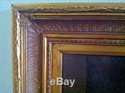 Antique oil on canvas floral painting wall art large formal gold frame 45X33
