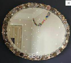 Antique vintage jewellery framed oval wall mirror, elegant chic xmas present