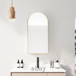 Arched Bathroom Mirror Cabinet Metal Framed Premium Gold Wall Mounted Storage