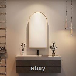 Arched Bathroom Mirror Cabinet Metal Framed Premium Gold Wall Mounted Storage