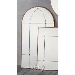 Ariah Large Antique Gold Metal Frame Arched Rustic Wall Mirror H140cm x W76cm