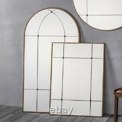 Ariah Large Antique Gold Metal Frame Arched Rustic Wall Mirror H140cm x W76cm