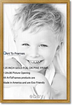 ArtToFrames 1.25 Custom Poster Frame Gold Foil on Pine 4159 Large