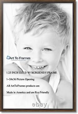 ArtToFrames 1.25 Custom Poster Frame Gold with Burgundy Wood 4758 Large