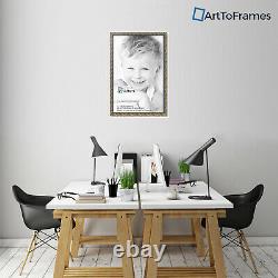ArtToFrames 1.25 Custom Poster Frame Silver w Gold Accent Wood 4565 Large