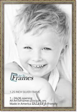 ArtToFrames 1.25 Custom Poster Frame Silver w Gold Accent Wood 4565 Large
