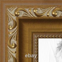 ArtToFrames 1.4 Custom Poster Frame Gold with beads 4139 Large