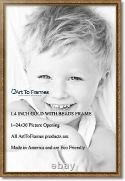 ArtToFrames 1.4 Custom Poster Frame Gold with beads 4139 Large