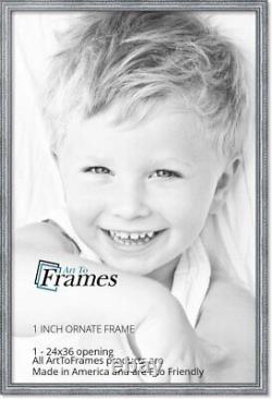 ArtToFrames 1 Custom Poster Frame Silver Ornate SIlver Wood 4319 Large