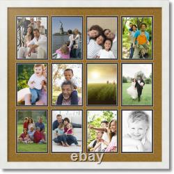 ArtToFrames Collage Mat Picture Photo Frame 12 5x7 Openings in Satin White 229