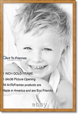ArtToFrames Custom Picture Poster Frame Beaded Gold 1 Wide Wood