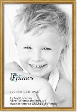 ArtToFrames Custom Picture Poster Frame Gold Foil on Pine 1.25 Wide Wood