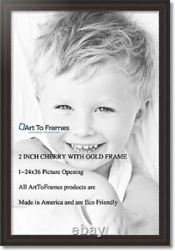 ArtToFrames Custom Picture Poster Frame Red Cherry with Gold 2 Wide