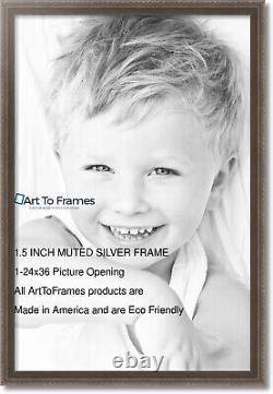ArtToFrames Picture Frame Custom 1.5 Muted Silver Wood 4626 Small