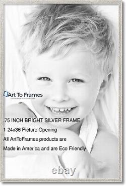 ArtToFrames Picture Frame Custom. 75 Bright Silver Wood 4752 Small