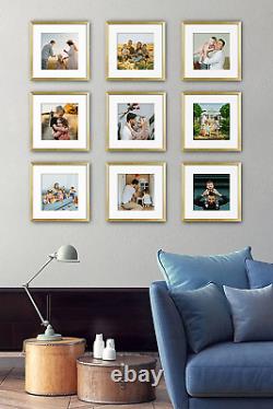 Artbyhannah 9 Pack 12X12 Inch Gold Square Picture Frame Set for Gallery Wall Art