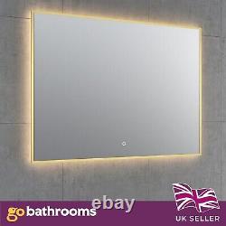 Backlit Bathroom Mirror Gold Frame Demister & Touch Control W1000 x H550mm