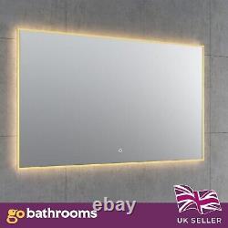 Backlit Bathroom Mirror Gold Frame Demister & Touch Control W1200 x H550mm