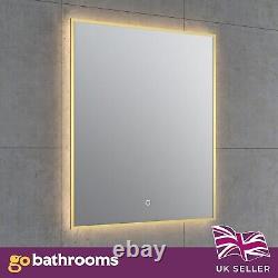 Backlit Bathroom Mirror Gold Frame Demister & Touch Control W500 x H725mm