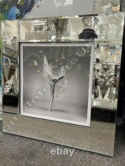 Ballerina white & dress gold butterflies with crystals & mirror frame pictures