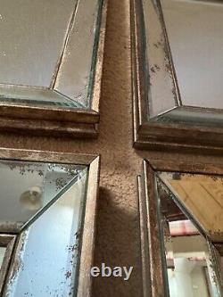 Bambra Ornate Vintage Look Distressed Finish Square Wall Mirrors 39x39 Set of 4