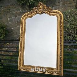 Baroque Louis XIV Giltwood Frame Arch Top Wall Mirror (French Rococo)