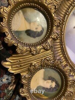 Beautiful 19th Century Cameo Creations Ornate Gold Frame Wall Convex Mirror
