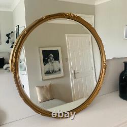 Beautiful Antique Vintage Gold Mirror, Wood Framed Bevelled Round Giltedge, 55cm