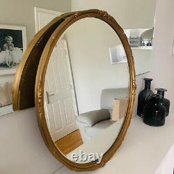 Beautiful Antique Vintage Gold Mirror, Wood Framed Bevelled Round Giltedge, 55cm