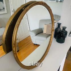 Beautiful Antique Vintage Gold Mirror, Wood Framed Bevelled Round Giltedge, 55cm