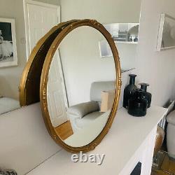 Beautiful Antique Vintage Gold Mirror, Wood Framed Bevelled Round Giltedge, 55cm