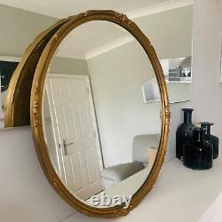 Beautiful Antique Vintage Gold Mirror, Wood Framed Bevelled Round Giltedge, 55cm