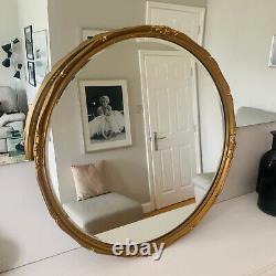 Beautiful Antique Vintage Gold Mirror, Wood Framed Bevelled Round Giltedge, 55cm