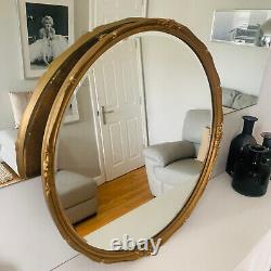 Beautiful Antique Vintage Gold Mirror, Wood Framed Bevelled Round Giltedge, 55cm