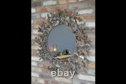 Beautiful Large Metal Wall Mirror With Butterfly Bronzed Surround