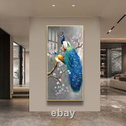 Beautiful Peacocks Wall Art Frame Home Décor 50100cm in Gold Aluminium Frame