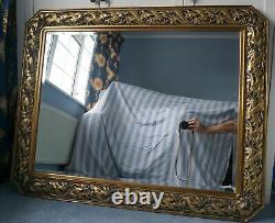 Beautiful Vintage Large Bevelled Wall Mirror with Ornate Frame Shabby Chic