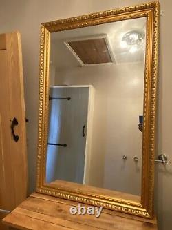 Beautiful Vintage Large Ornate Gold Gilt Framed Wall Mirror With Bevelled Edge
