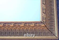Beautiful Vintage Wall Mirror Gorgeous Wooden Frame-Carved Accents-Gold Finish