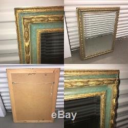 Bevelled Edge Gold & Green Ornate Wooden Frame Antique Style Wall Mirror