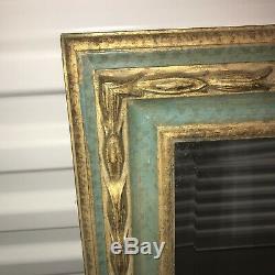 Bevelled Edge Gold & Green Ornate Wooden Frame Antique Style Wall Mirror