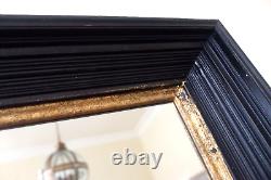 Black & Gold 78x68cm Rectangular Rustic Vintage Style Deep Frame Wall Mirror