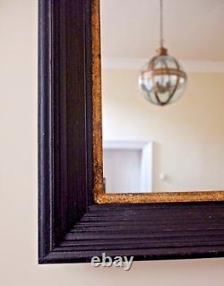 Black & Gold 78x68cm Rectangular Rustic Vintage Style Deep Frame Wall Mirror