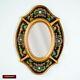 Black Oval wall Mirror with gold color wood frame, Peruvian Ornate Accent Mirror
