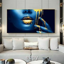 Black Women Face With Golden Canvas Print Poster Modern Wall Art Pictures Room